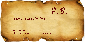 Hack Balázs névjegykártya